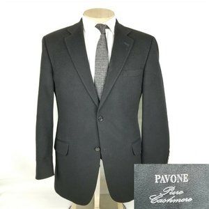 Pavone Mens Sport Coat 42R Pure Cashmere Black